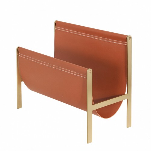 Magazine holder with leather - with,