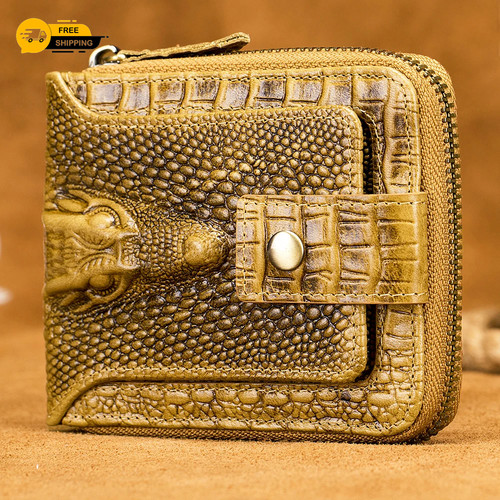 Men genuine leather wallet - leather,
