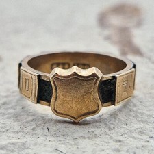 Antique 10ct Victorian Hairwork Mourning Ring