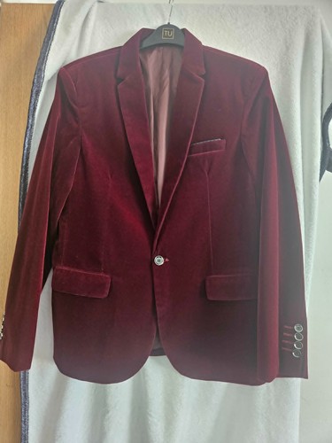 Burgundy velvet dinner jacket - velvet,