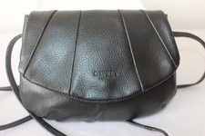 Osprey London Small Black Leather Crossbody Bag /Shoulder Bag Logo Print Lining