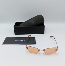 Chanel 90s Retro Vintage Peach rimless sunglasses with original box and case