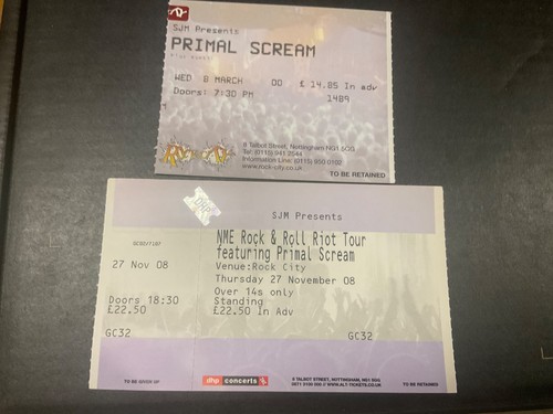 Primal scream ticket stubs - ticket,