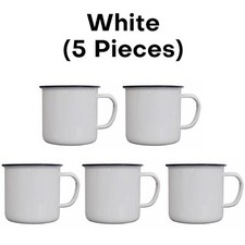 Set 5 Coloured Enamel Mugs