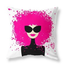 Pink Hairstyle Funky Fashion FILLED CUSHION Zip Designer White