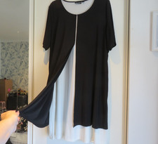 NINA LEONARD  QVC BLACK & IVORY WHITE 2-IN-ONE DRESS PLUS SIZE 2XL = UK 22  / 24
