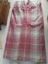 Next Cranberry & Grey/beige  Check Wool Style  Curtains W66 X L54 ins