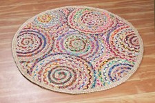 Rug Design Round Jute Cotton Carpet Handmade 100%Natural Area Floor Mat Room Rug