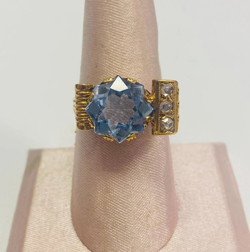 Aquamarine 14k gold - aquamarine, vintage