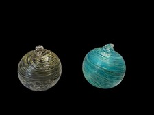 2 x Iridescent Blown Glass