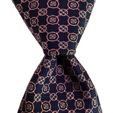 ALAIN FIGARET Men's Silk Necktie FRANCE Designer Geometric Blue/Pink EUC Rare