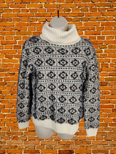 FAT FACE SIZE UK 10 IVORY JUMPER SWEATER ROLL NECK EYELASH KNIT CASUAL WOMENS