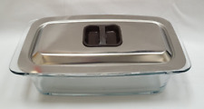 Glass Heat Proof Dish With Stainless Steel Lid For Hostess Trolley - Lot E
