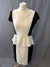 Linea Women’s Dress Size 14 Black & White Short Sleeve Peplum Style Jersey