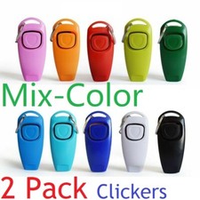 2 Pack DOG CLICKER & WHISTLE PET PUPPY TRAINING OBEDIENCE AGILITY TRAINER