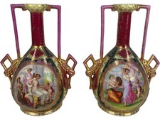 Vienna Austria Royal Classical Motif Vases Set with Beehive Mark