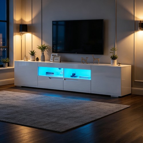 Unit stand white black tv - unit, white/black