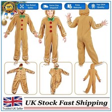 Halloween Kids Boys Gingerbread Man Costume Cosplay Jumpsuit With Hood Xmas！UK 