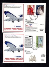 1973 BOAC Inaugural Flight Covers(2)  London-Addis Ababa & Addis Ababa-London
