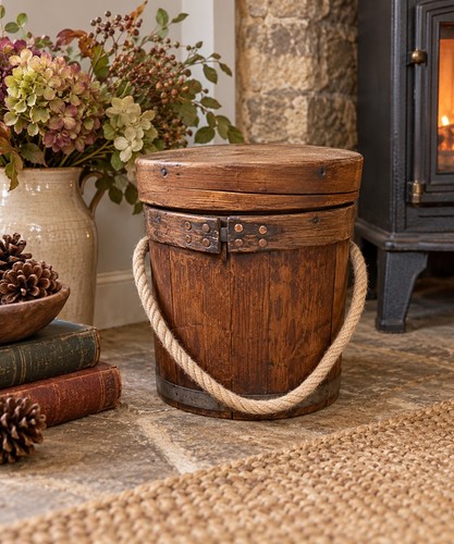Vintage wooden storage barrel - wooden,