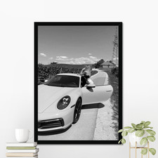 Vintage Sports Car Poster, Porsche 911, Sports Car Wall Art, Car Fan Gift (A2)