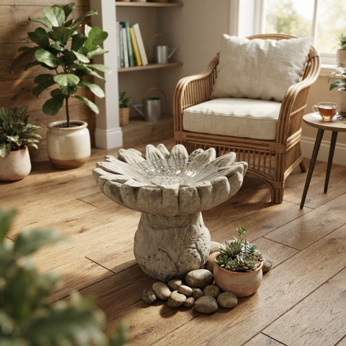 Stone garden flower - flower, bird
