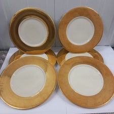 6 ESTE ITALY CHARGER PLATES PORCELAIN 32cm 13" 22K GOLD TRIM VINTAGE