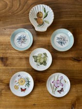 6 Vintage Royal Worcester Small Trinket Pin Dish Bone China Very Good Condition 