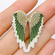 Green Angel Wings Brooch Pin