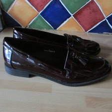Marks & Spencer oxblood patent leather loafer ladies shoes size 5 worn once