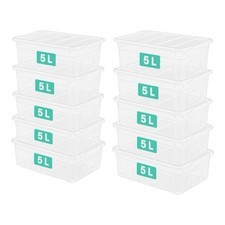 10 Ladies Shoe Box Plastic Storage Stacking Clear Boxes Transparent Unit Lids