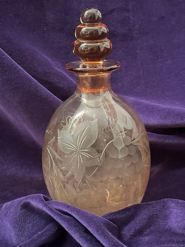 Vintage amber cut glass - amber,