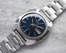 July 1973 Rare Vintage Men's Watch Seiko Automatic Steel Blue Sunburst Day Date