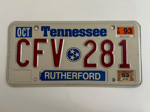1993 tennessee license plate - license,