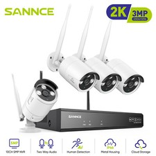 3MP SANNCE 2-Way Audio Wireless CCTV Security System 10CH NVR Wifi IP Camera Kit