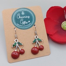 Red Cherry Drop Earrings -