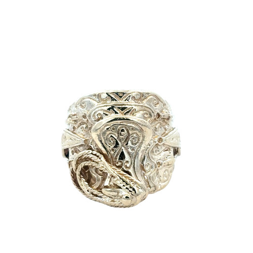 9ct yellow gold saddle - , ring