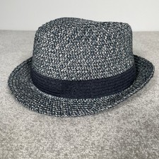 Trespass Paper Straw Trilby Hat Men’s One Size Blue Cream Very Good Condition