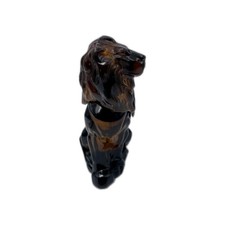 Vintage Avon Black Suede Aftershave Bottle Lion Shape Glass 90ml Almost Full 