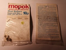 Mopok slim pack OO oval buffers brass with 10BA nuts  (packet of 4) 