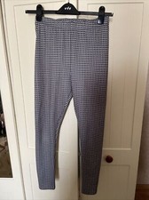JEFF & CO Ladies Leggings Size 8 Grey Mix Check Pull On Soft Microfibre Stretch