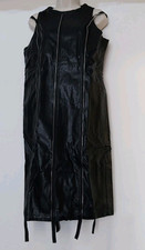 Disturbia Size 12 Faux Leather Zip Detail Black Dress