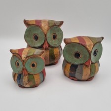 Rustic Hand Carved Owls Wooden