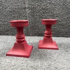 2 x Red Metal Candlestick