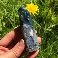 Moss Agate Tower Crystal Point