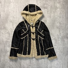 Vintage Guess Jacket Hooded Faux Fur Fitted Penny Lane Coat Size XS