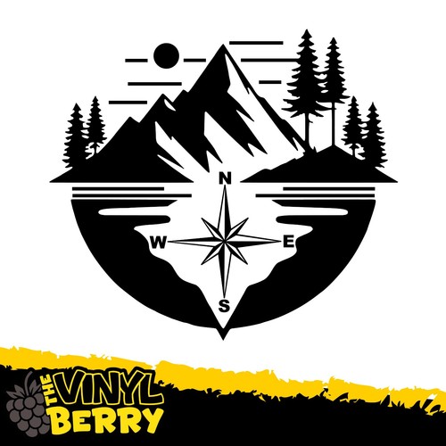 Mountain compass vinyl decal - mountain,