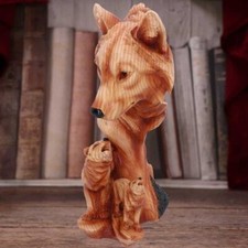 natural song howling wolf wood effect figurine 31cm-nemesis now