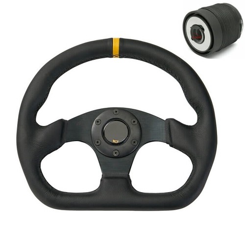 Flat leather steering - 13",