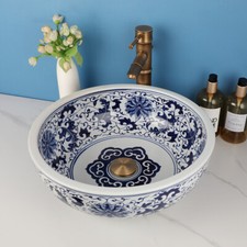 Retro Blue Ceramic Basin Bowl